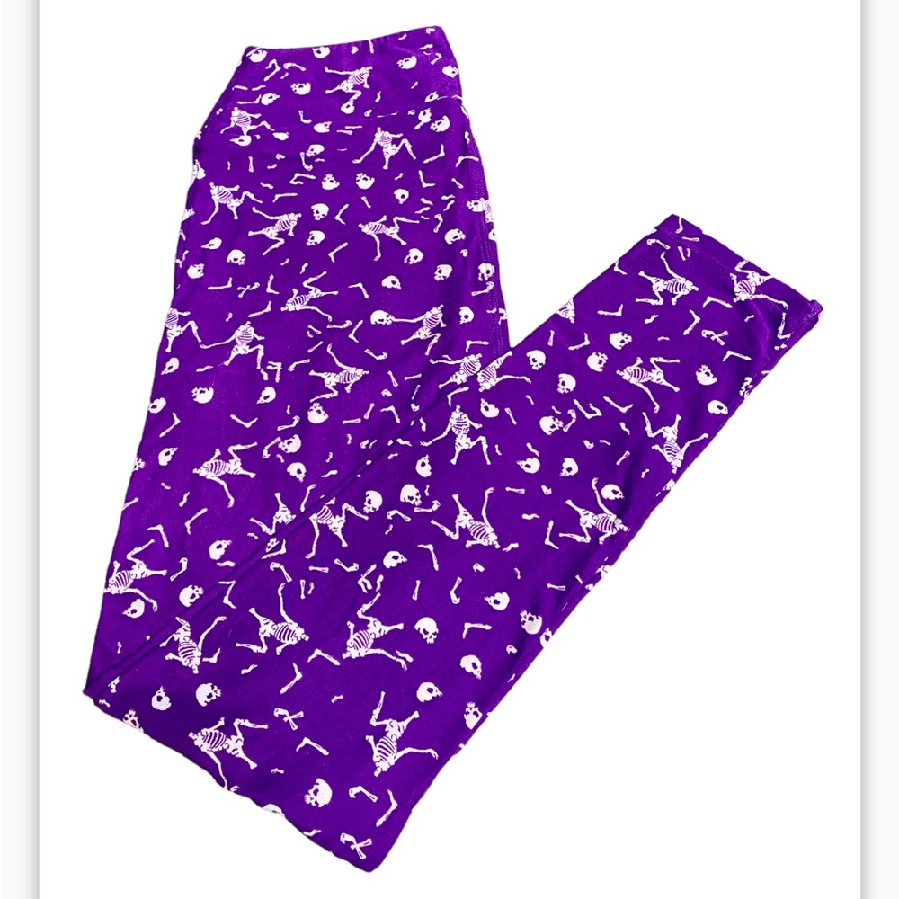 LuLaRoe Purple Skeleton Halloween Leggings Like New!